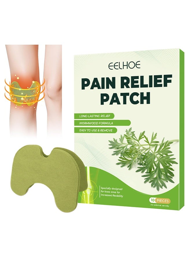 EELHOE Mugwort Pain Relief Patch, Adhesive Natural Heat Patches For Knee Relief, Wormwood Extract Heat Relief Patch For Long Lasting, Warming Herbal Heating Patches For Knee, Back, Neck, Shoulder, Joint, Muscle, 10 Pieces - Image 1